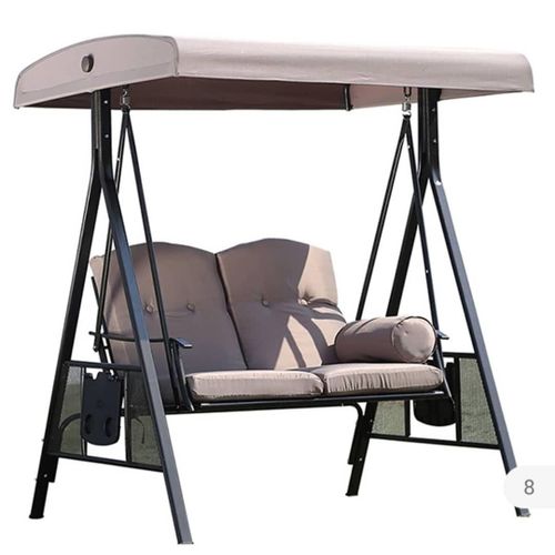 Stylish Two-Seater Swing Chair with Canopy and Side Table