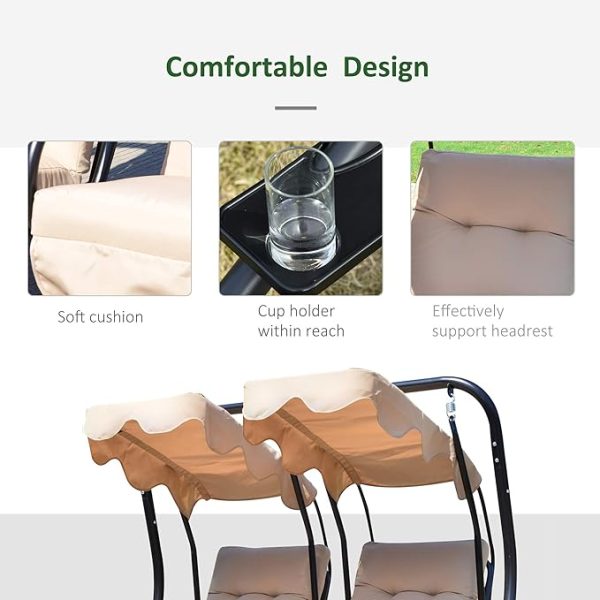Stylish Two-Seater Swing Chair with Canopy and Side Table - Image 4