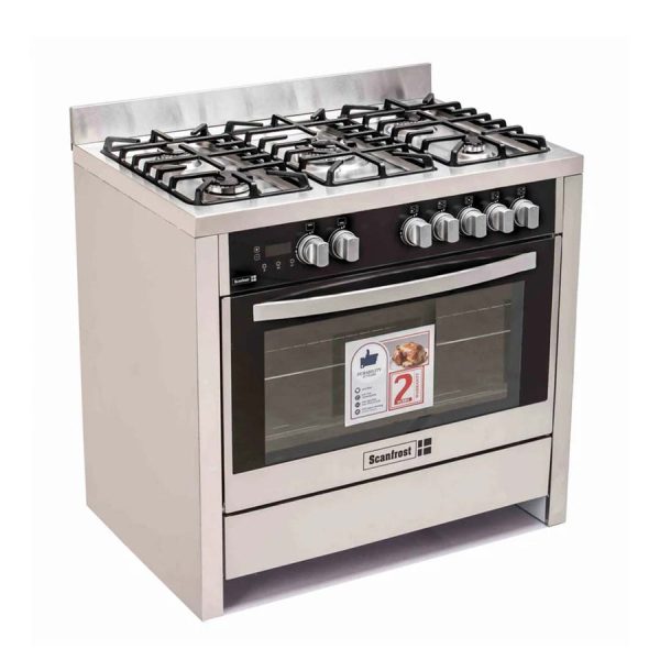 Scanfrost Gas Burner + 2 Electric Hotplate Standing Cooker 90x60|SFC9423SS