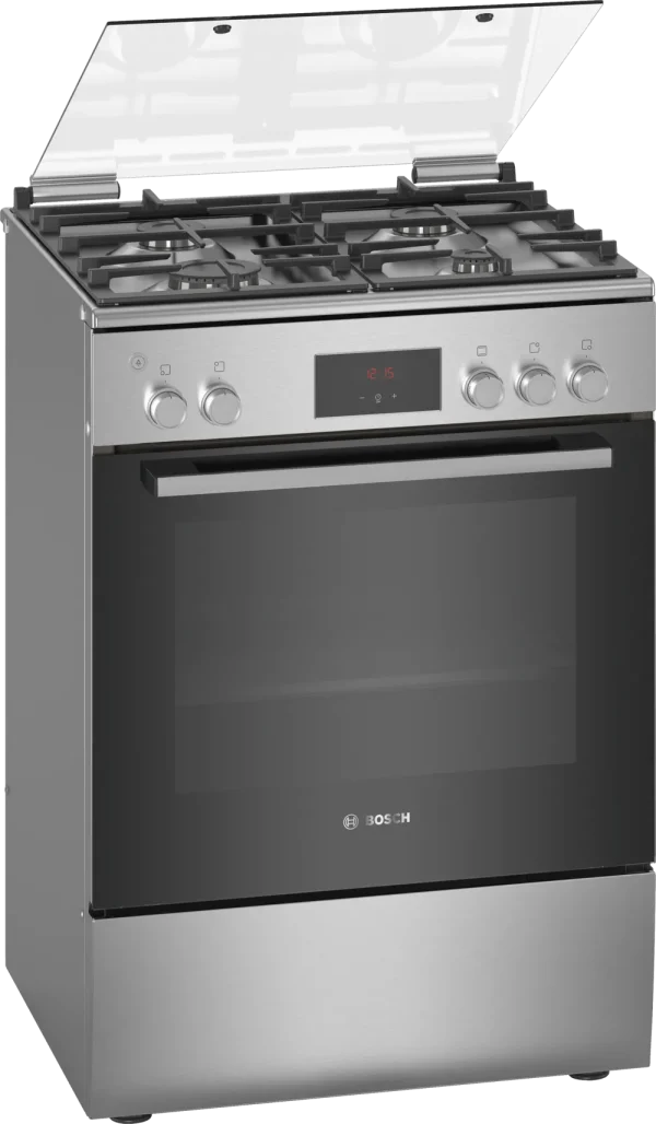 Bosch 60CM Freestanding 4Gas Cooker (Silver Stainless Steel)| HGB320E50M