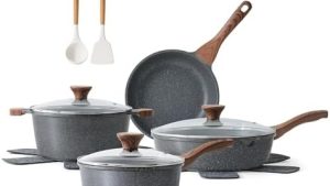 SENSARTE Nonstick Cookware Set 13-Piece, Non Stick Pots and Pans Set with Swiss Granite Coating, Healthy Kitchen Cooking Set, Stay-Cool Handles, PFOA Free: Home & Kitchen