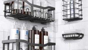 EUDELE Adhesive Shower Caddy, 5 Pack Rustproof Stainless Steel Bath Organizers With Large Capacity, No Drilling Shelves for Bathroom Storage & Home Decor : Home & Kitchen