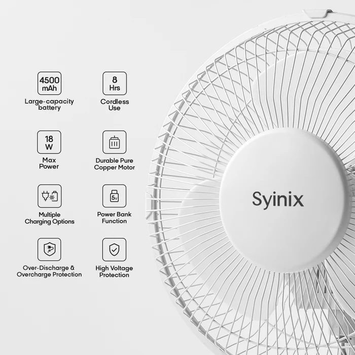 Syinix 12 Inches Rechargeable Fan - Image 2