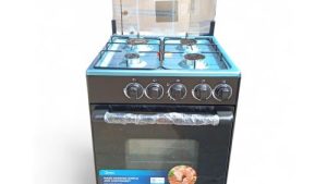 MIDEA GAS COOKER 5055-3G007-B - 50*55 freestanding gas cooker, black body, glass lid, black cooktop