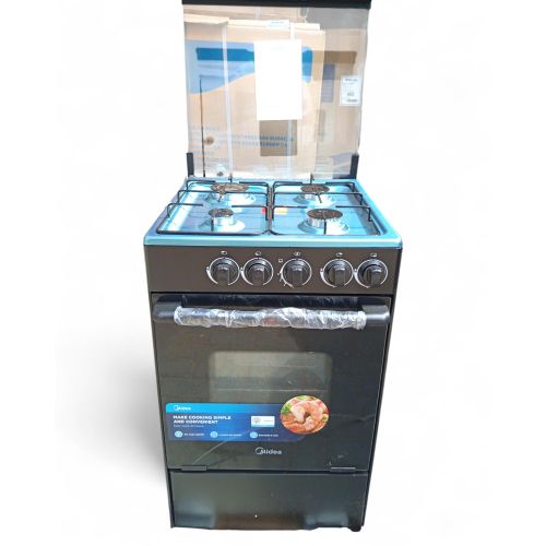 MIDEA GAS COOKER 5055-3G007-B - 50*55 freestanding gas cooker, black body, glass lid, black cooktop