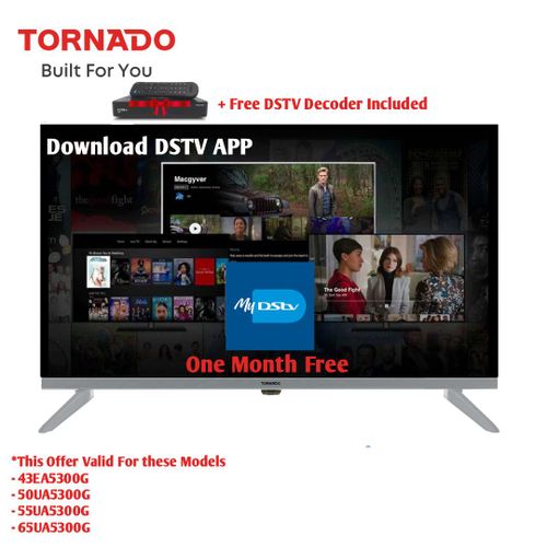 TORNADO 4K Google TV ( Official ) Frameless TV 65 Inch Built-In Receiver + Free Dstv Decoder + 1 Month Free Dstv Supscription - Image 3