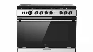 MIDEA PS 9 9060-4G028-I - 90*60 freestanding gas cooker, stainless steel, glass lid, stainless steel