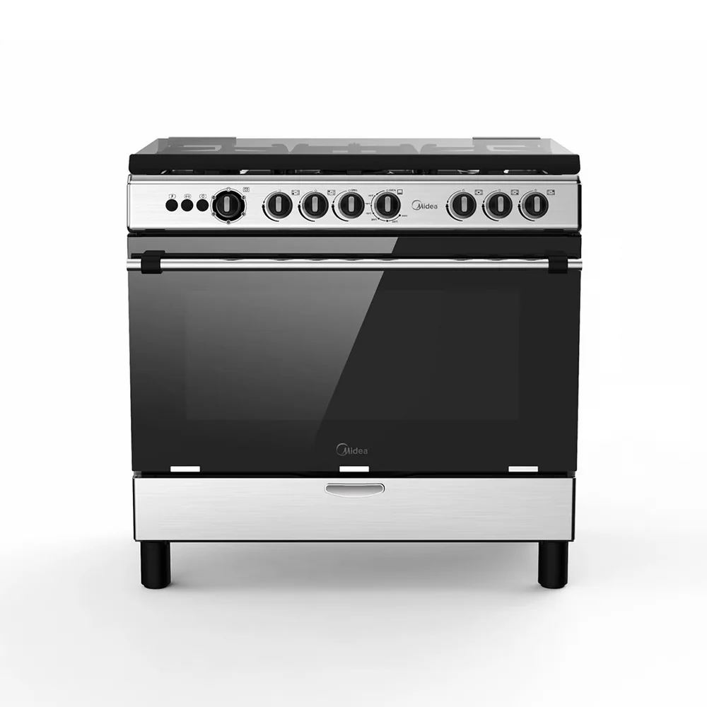 MIDEA PS 9 9060-4G028-I - 90*60 freestanding gas cooker, stainless steel, glass lid, stainless steel - Image 2