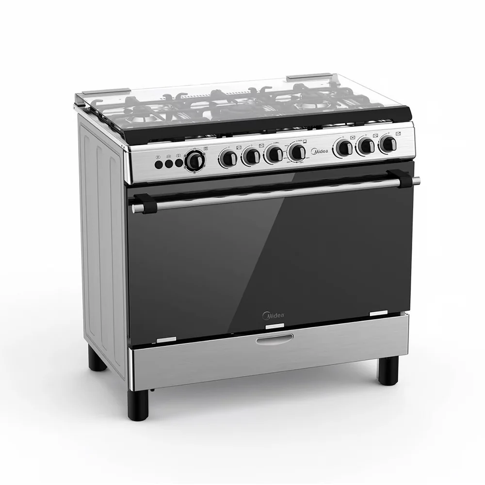 MIDEA PS 9 9060-4G028-I - 90*60 freestanding gas cooker, stainless steel, glass lid, stainless steel - Image 3